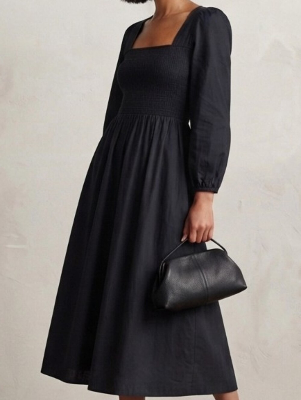 NEVER WORN Old Navy Black Smocked Square-Neck Midi Dress Sz Size L - Picture 12 of 13